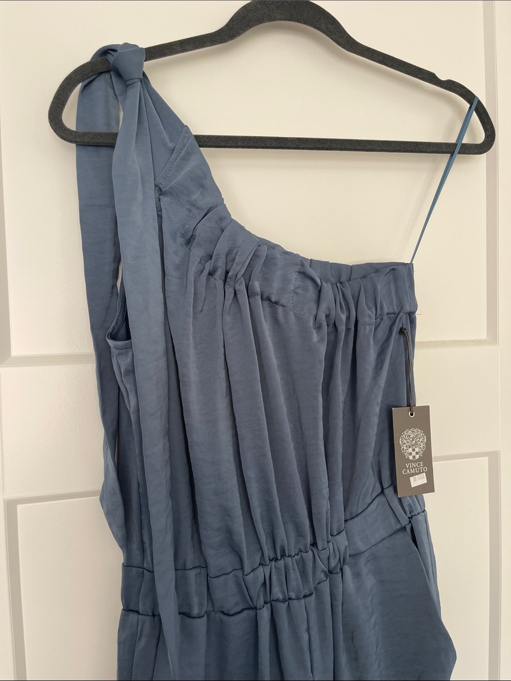 Vince Camuto Blue One Shoulder Tie Jumpsuit NWT Wide Leg Size XS